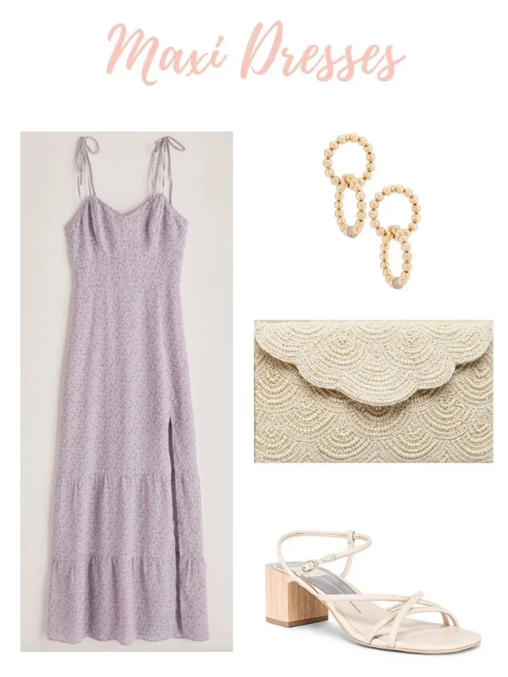 Abercrombie & Fitch Lilac Spaghetti-Strap Floral Maxi Dress